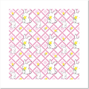 Pink Rabbit Quilt Pattern Posters and Art